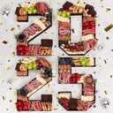 2025 Graduation Party Decorations - 2025 Numbers Charcuterie Board Box - 10" Paper Tray for Graduation Centerpieces - Class of 2025 Table Decoration for Kindergarten Preschool College High School (Black)