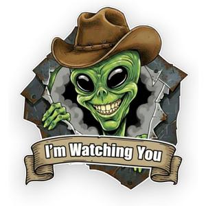 3 x Scary Peeking Alien Coming Out of Your Wherever Bumper Vinyl Decals 5 Inch, Alien Car Sticker for Car Laptop Wall Window.