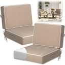 2 Pack Outdoor Chair Cushions 24x24x5 Inch, Patio Chair Cushions w/Straps Handle, Fade-Resistant Waterproof Removable Cover Patio Furniture Cushions for Seat Garden Backyard, Khaki