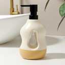 BosilunLife Ceramic Soap Dispenser - Soap Pump Dispenser Bathroom Kitchen Modern Farmhouse Elegant Refillable Soap Dispenser Lotion Hand Pump Dispenser for Kitchen Sink (Beige with Sand Base, 15oz)