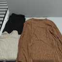 3 Pack Women's Nursing Tops Breastfeeding Shirts Long Sleeve Maternity Ribbed Sweaters with Hidden Zipper (Medium, Black, Apricot, Brown)