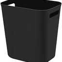 UUJOLY Plastic Small Trash Can Wastebasket, Garbage Container Basket for Bathrooms, Laundry Room, Kitchens, Offices, Kids Rooms, Dorms, 3.5 Gallon, Black
