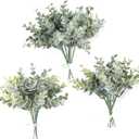 Floroom Artificial Flocked Eucalyptus Stems Faux Greenery Spray, 18pcs Best Filler Fake Plants for DIY Wedding Bouquet Centerpieces Arrangement