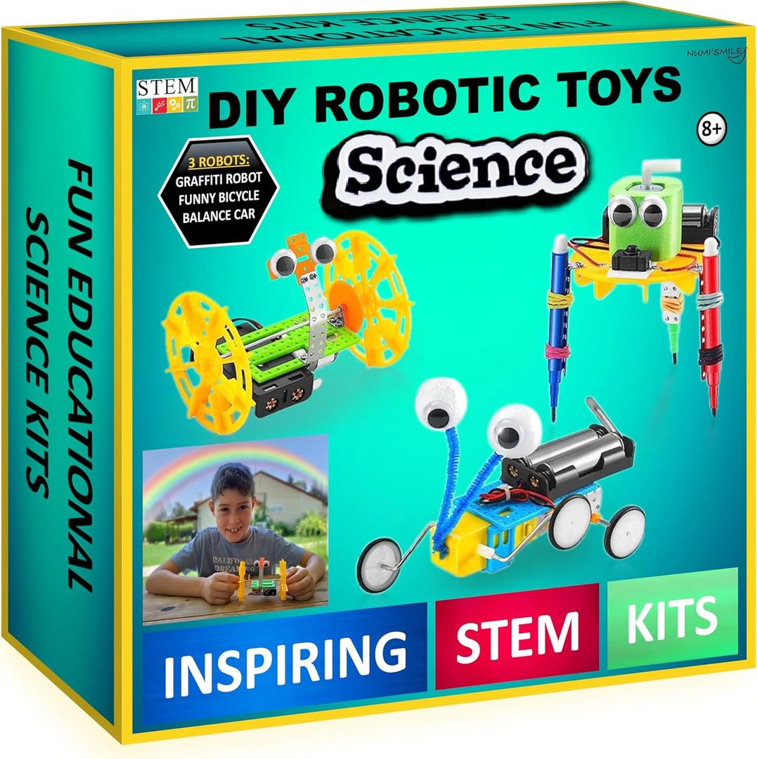 2 x Science Robotics Kit STEM Toys for Boys, DIY Educational Arts and Crafts for Kids, Science Experiments Building Project, Best Birthday for Boys & Girls Age 8 9 10 11 12 Years Old (Green- 3 Robotic Sets)