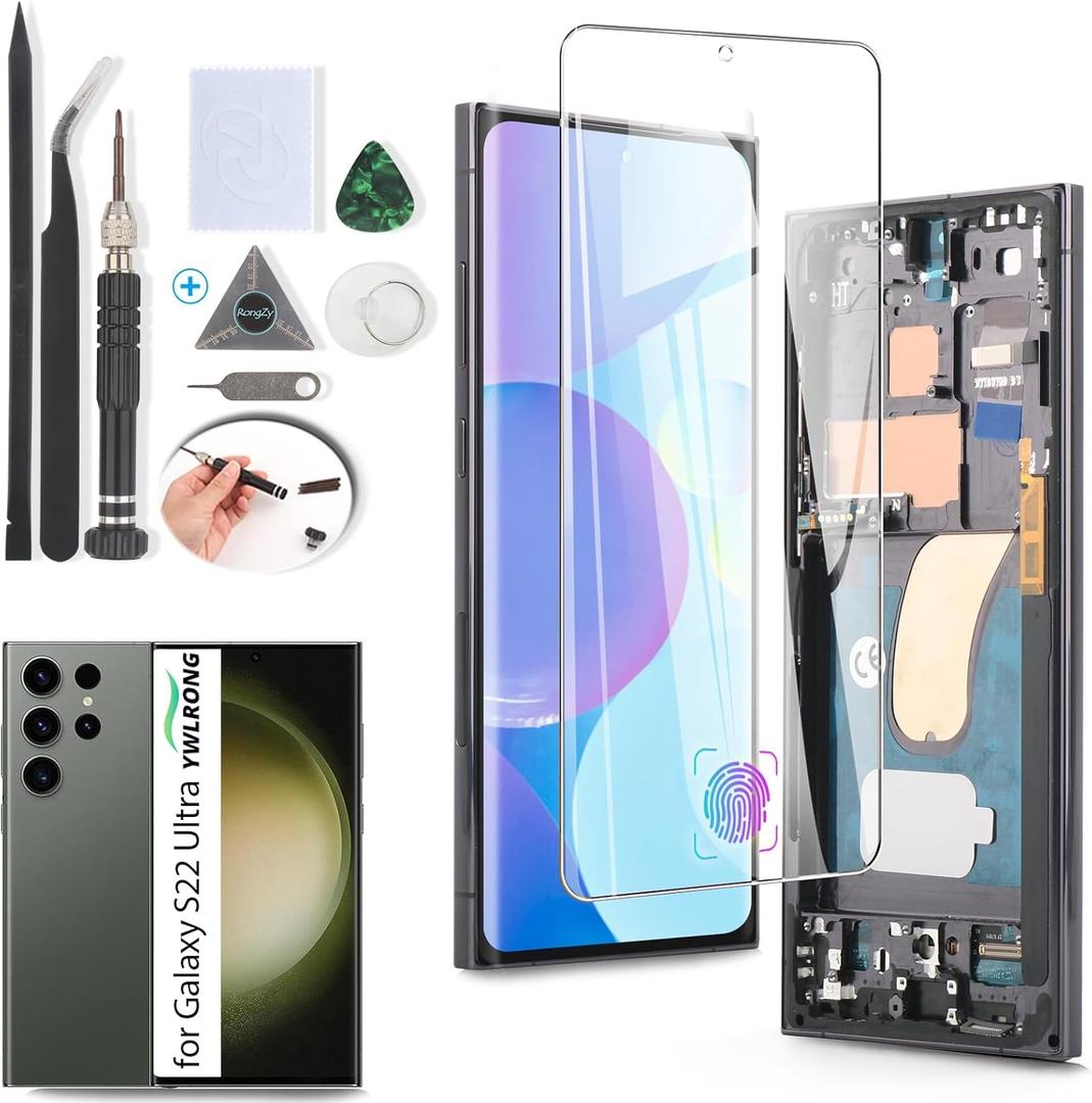 YWLRONG Display for Samsung Galaxy S23 Ultra OLED Screen Replacement LCD Touch Screen Digitizer Assembly for Samsung Galaxy S23 Ultra SM-S918U S918U1 with Tools(Support Fingerprint