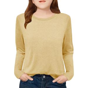 Girls Crew Neck Long Sleeve Shirts Trendy Cute Youth Tops Kids Fall Back to School Clothes