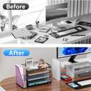 Gianotter 4-Tier Paper Organizer With Magazine Holder, Desk Organizers and Accessories, Desk Accessories & Workspace Organizers, File Organizer for Office Supplies Storag (Black, 4-Tier)