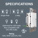 Legrand Radiant 150-Watt Dimmer Light Switch, Single-Pole/3-Way LED Dimmer for Dimmable Lights, RHL153PW, White