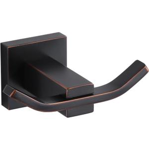 WOWOW Towel Hooks for Bathrooms Oiled Rubbed Bronze, SUS304 Stainless Steel Coat Hook, Bathroom Robe Towel Holder, Heavy Duty Robe Hooks, Bathroom Double Towel Hooks for Coats, sponges, Wall Mount