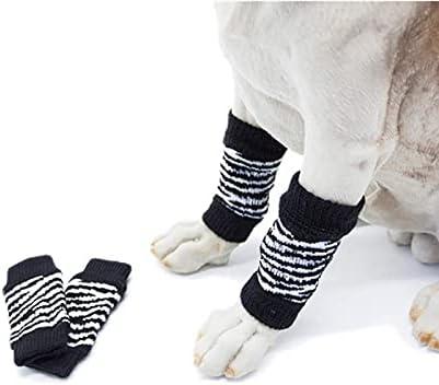 ROZKITCH Pet Dog Elbow Protector Dog Elbow Sleeve, 2PCS Front Leg and 2PCS Back Leg Knee, Dog Elbow Wrap, Dog Leg Warmer Wrap Protector, Pet Elastic Knitted Breathable Protective Socks Black, XL