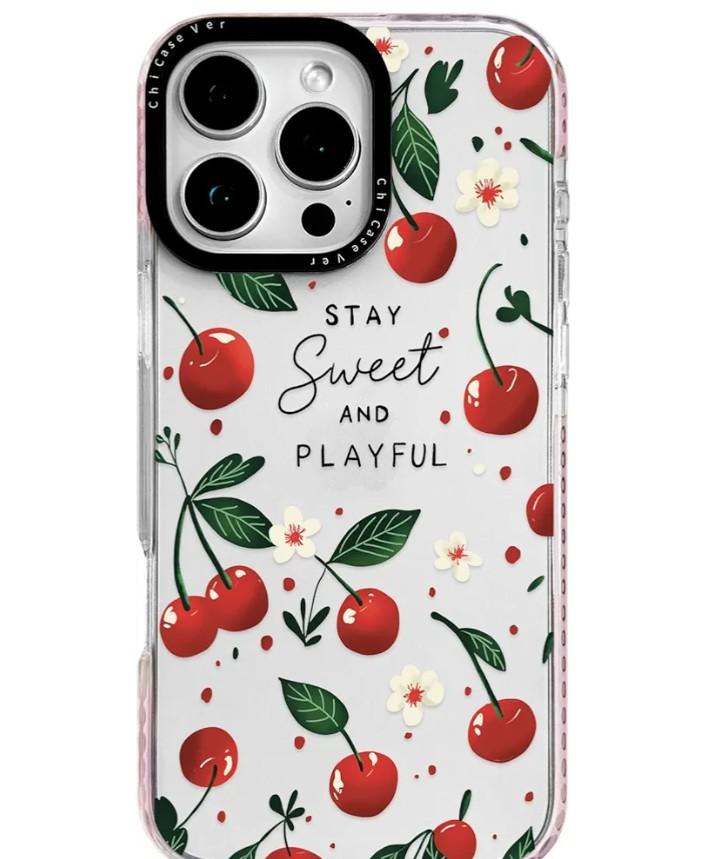 ChiCaseVer for iPhone 15 Pro Max Case, Cute Cherry Stay Sweet Pattern with Flowers, MilitaryGrade Drop Protection, Cute Soft Slim TPU Protective Cover with Camera Protection for Women & Girls, Pack of 2 
