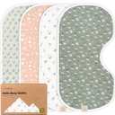 KeaBabies 4-Pack Baby Burp Cloths Baby Girl, Boy - Organic Cotton Burp Cloth, Extra Large, Absorbent, Soft Burping Cloths & Bibs Set for Babies, Newborn Burp Clothes, Thick Burp Rags (Fleur)
