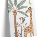 B.B.F MAKE Whimsical Framed Canvas Wall Art Kids Room Decor Giraffe and Tropical Bird Poster Print Jungle Safari Oil Painting Vintage Animal Artwork for Nursery Bedroom Wall Home Decoration, 11x14inch (11L" x 14W")