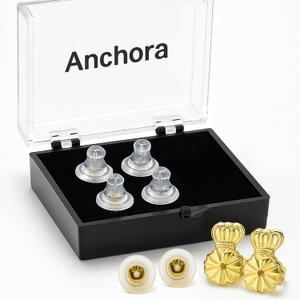 18K Gold Earring Backs with Silicone, Hypoallergenic Soft Locking Replacements for Stud Earrings, Secure Support Earring Backs for Droopy Ears, Clear Non-Irritating Backings