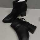 Jeossy Women's Chunky Heeled Ankle Boots, Pointed Toe Stacked Block Heel Booties, Black, 6 Size