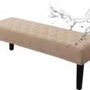 Genina Waterproof Dining Room Bench Covers, Stretch Jacquard Bench Seat Protector Cover, Rectangular Bench Cover for bedrooms, Living Rooms, Kitchens, Removable, Washable (Khaki) (Leaf)