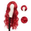 Red Long Curly Wavy Wigs for Women Natural Looking Heat Resistant Hair Wig for Halloween Party Use