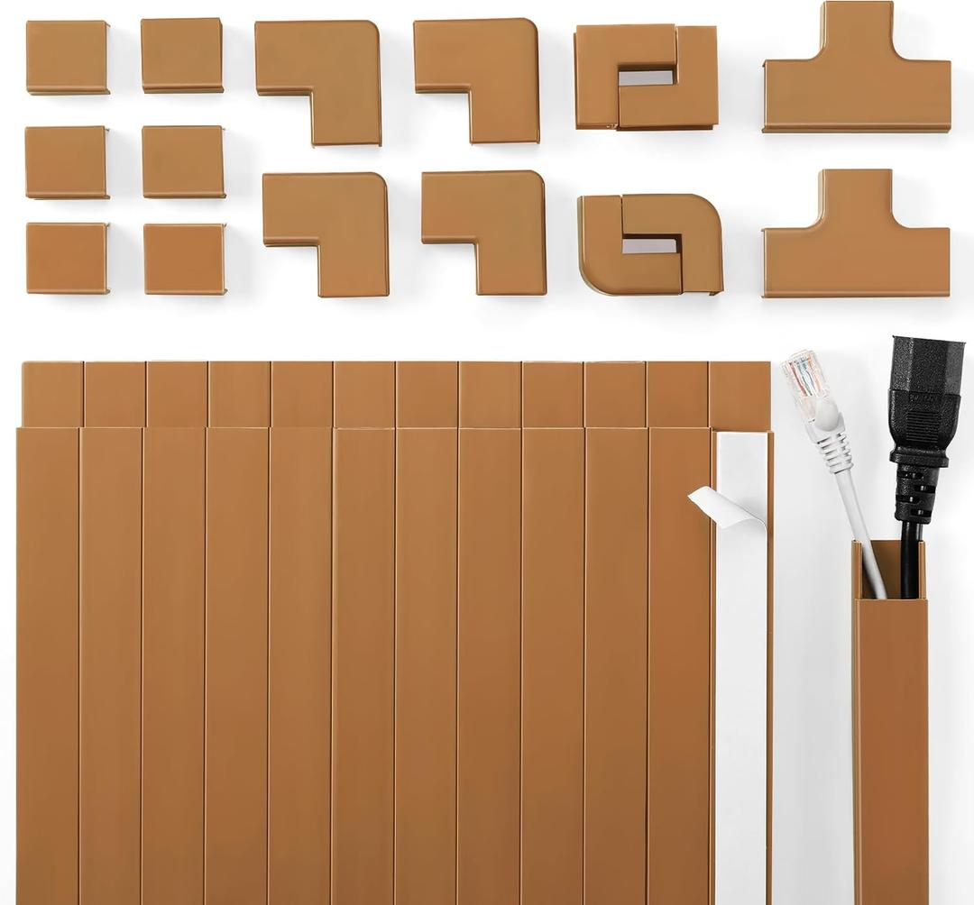 Wire Covers for Cords Kit-392.5in Wire Hiders for TV on Wall, Cord Cover Wall, Cord Hider Wall Mounted TV, TV Cable Hider Wall Kit for Wire Cover, Cord Concealer, 25 x L15.7 W 0.95H 0.55in, Brown