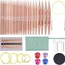 40pcs Interchangeable Circular Knitting Needles Set with 13 Pairs Aluminum Circular Knitting Needle Set 3 mm to 10 mm,Lightweight and Durable for Handmade DIY Knitting with Knitting Accessories (Rose Gold)