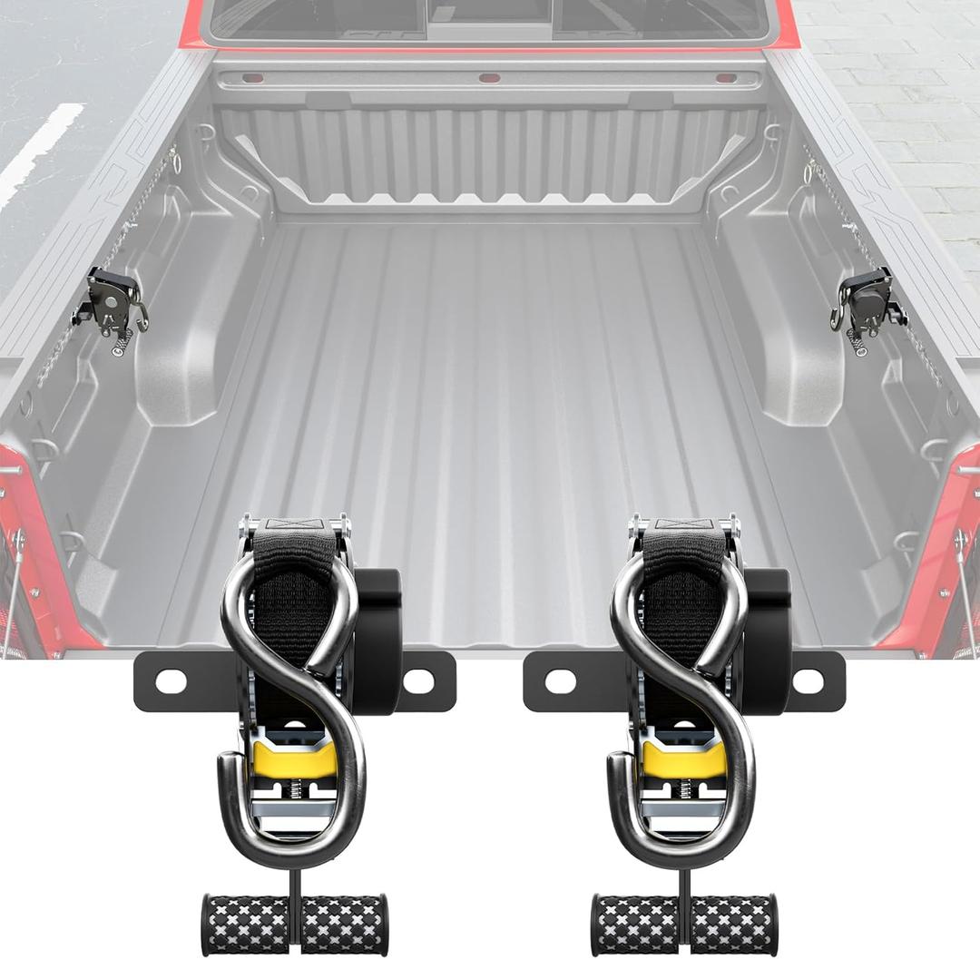 2PCS Retractable Tie Down Straps Compatible with Pickup Truck Universal Retractable Ratchet Straps Replacement for Universal Pickup Truck Accessories (Can Only Be Used with SZYANG Rails)