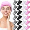 Hoteam 24 Pcs Spa Facial Spa Headband Bulk Skincare Headband Adjustable Face Wash with Tape Terry Cloth Stretch for Make Up Washing Face Shower Facial Mask Yoga