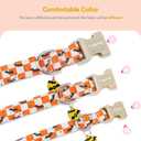 2 x Faygarsle Halloween Dog Collar with Charm, Orange and White Checkered with Bats Pattern,for Small Medium Large Dogs L