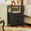 Huuger Night Stand Set of 2, Nightstand with 2 Drawers, Bed Side Table with Open Shelf, Wooden Top, End Table, Fabric Drawer, for Bedroom, Black (11.8"D x 15.7"W x 23.6"H)