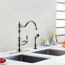 Kitchen Sink Faucet with Side Spray, 8 Inch Single Handle Kitchen Faucet with Deck Plate, 2 Hole or 4 Hole Installation,Classic Style,Polished Nickel Faucet,KF-6832TB-PN