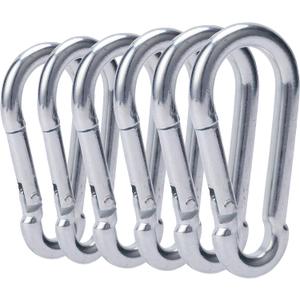 3 Inch Carabiner Clip Spring Snap Hook Heavy Duty 6pcs M8x80mm for Fitness Hammock Swing Camping Hiking