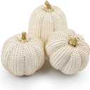 3PCS Resin Pumpkin Statues Fall Pumpkin Decor Thanksgiving Decorations White and Gold Glitter Pumpkins for Table Centerpiece for Farmhouse Fall Gift Kitchen Mantel