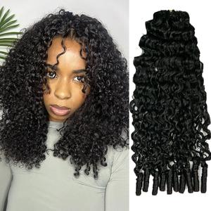 YWIGS Water Curly Human Crochet Hair Burmese Curly Invisible Crochet Human Hair Extensions 18" NC 100 Strands
