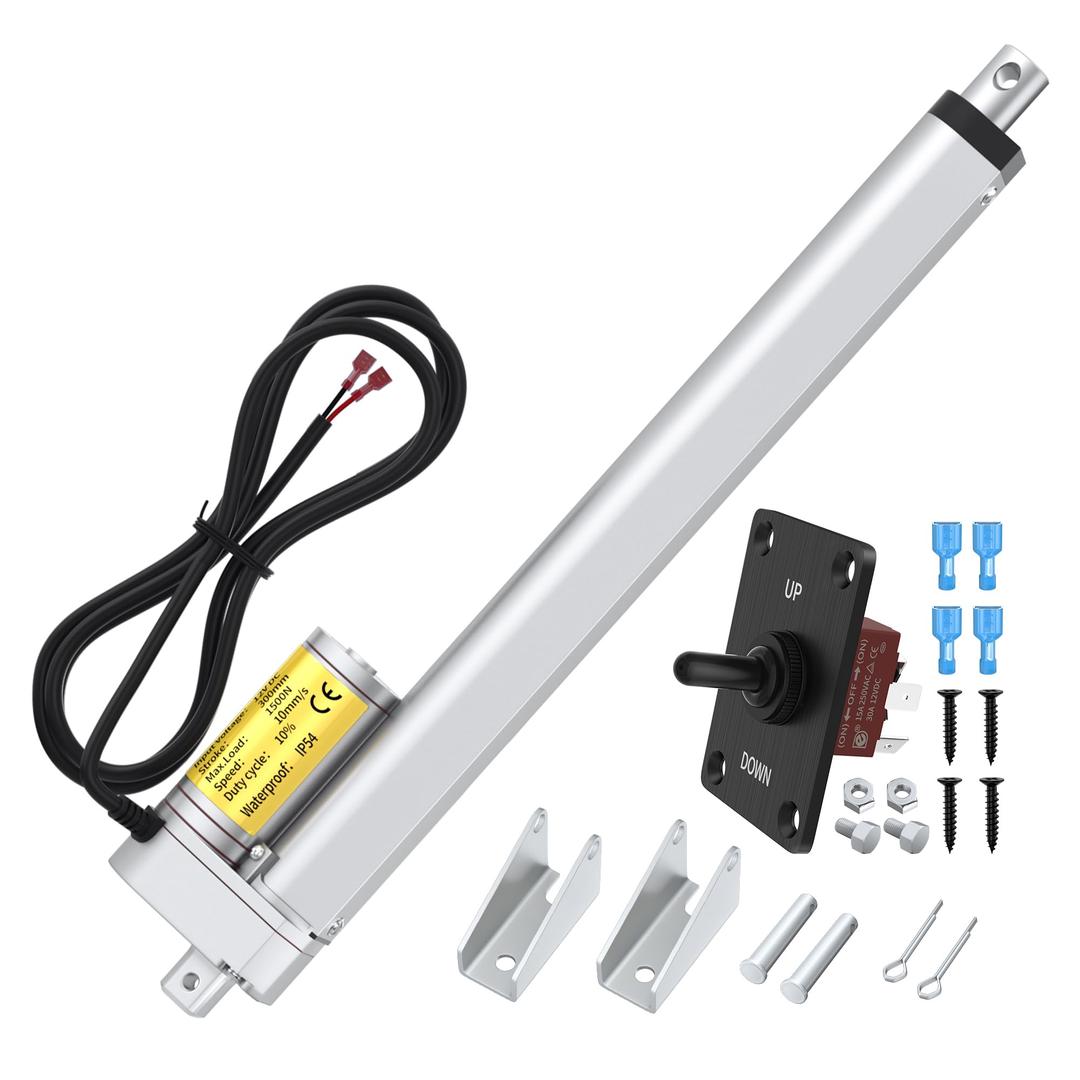 Electric Actuator 12V 12 Inch Stroke, 330lb Heavy Duty Linear Actuator Lift, High Speed Linear Actuator 12V 10mm/s with Control Box, Ideal for Automotive Home