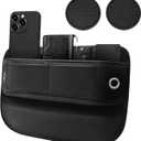 Premium Leather Car Seat Gap Filler Organizer Universal Center Console Organizer with Card Slots for Suv Truck (Black, 2 Pack) Car Seat Storage Box for Phone,Keys,Glasses,Card Car Interior Accessories