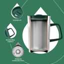 Ideus Vacuum Insulated Coffee Mug, 16oz Reusable Stainless Steel Thermal Double Walled cup with Handle and Slider Lid for Hot & Cold Beverages, BPA Free (Leapord Dark Green)