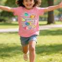 RAISEVERN Girls Clothes Cute Graphic Shirts Kids Short Sleeve T-Shirt Ocean Tee Tops Outifits (Pink) 3-4T