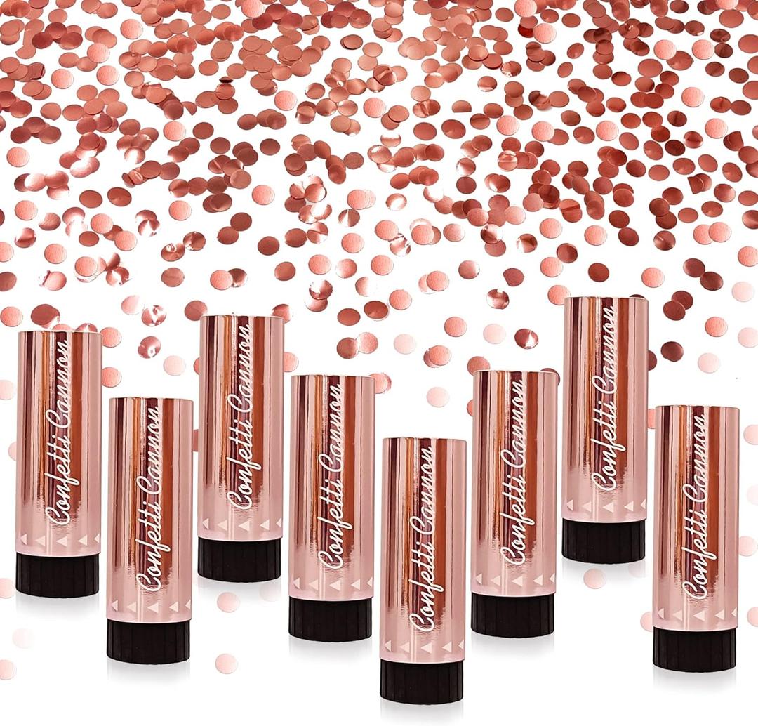 Confetti Poppers Cannons for Wedding Birthday Graduation Baby Shower Anniversary Christmas New Year's Kids Fun Party Supplies Decorations and Favors (Rose Gold)