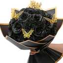 Waipfaru Glitter Roses Bouquet, DIY Fake Flowers Bouquet, Birthday Gifts for Women Mom, 24 Pcs Black Rose for Grandma Wife Girlfriend Valentines, Mothers Day, Anniversary, Graduation