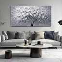 JuhaiArt Large Tree Canvas Art for Living Room Bedroom White Flower Wall Decor Prints Gray Artwork Wall Picture Home Office 29" x 59"