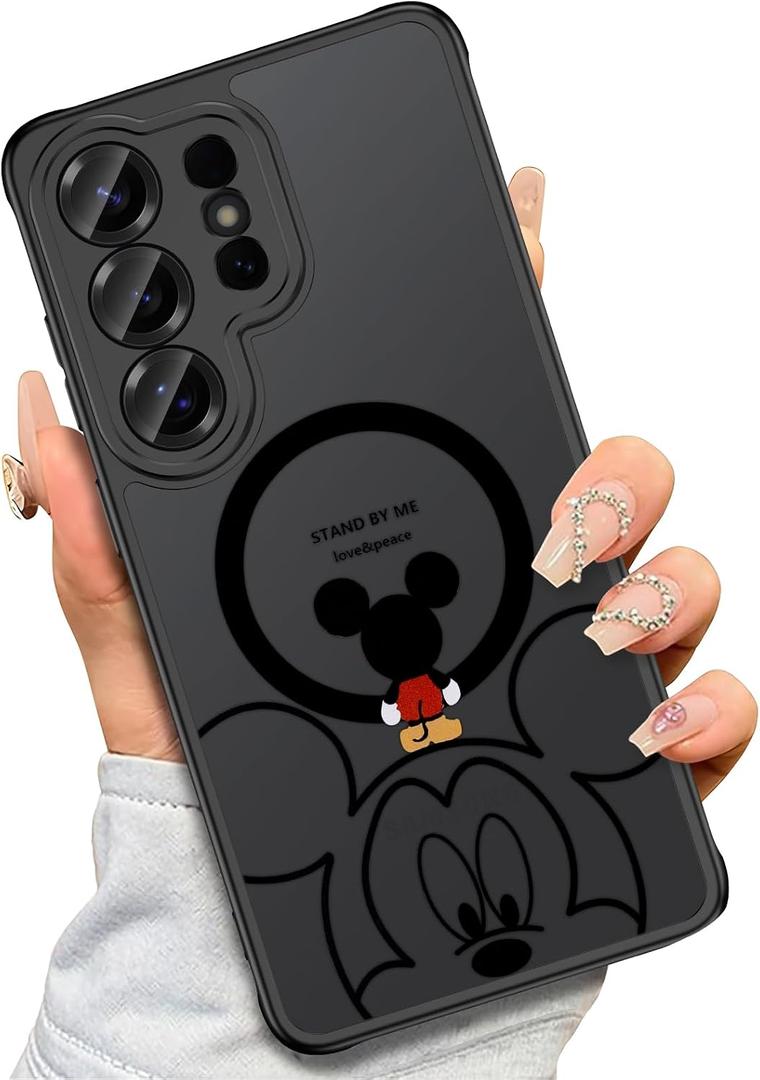 Threehundred Case for Samsung Galaxy S26 Ultra [Compatible with MagSafe], Cute Design Black Translucent Frosted Matte Soft Bumper & Hard Back Protective Phone Case with Camera Protection - Mic