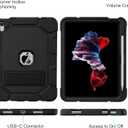Azzsy Case for iPad A16 11th Generation 11 Inch 2025 / iPad 10th Generation 10.9 Inch 2022, [Built-in Pencil Holder] Heavy Duty Shockproof Rugged Protective Case, Black