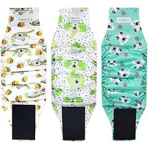 Langsprit Male Belly Bands for Dogs (Pack of 3) - High Absorbing Dog Wraps Male Washable - Reusable Dog Diapers (Koala, XX-Large)