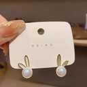 Cute Easter Earrings for Women, Trendy Statement Bunny Pearl Stud Earrings, Easter Outfits & Shirt Accessories for Women