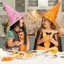 2 x Zando Halloween Kids Witch Hat For Boys Girls Women Star Print Wizard Hat Witch Hat Decoration Witch Accessories (One Size, X Purple & Orange)