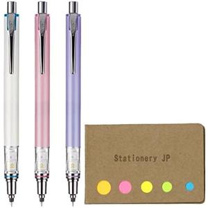 Kuru Toga Advance Auto Lead Rotation Mechanical Pencil 0.3 mm, Body Color(Lavender/Baby Pink/White), Pack of 3, Sticky Notes Value Set