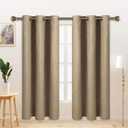 LORDTEX Linen Look Textured Blackout Curtains with Thermal Insulated Liner - Heavy Thick Grommet Window Drapes for Bedroom, 40 x 95 Inches, Tan, Set of 2 Panels