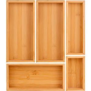 bamboo drawer organizer Set,expandable drawer dividers,wooden storage organizers,drawer organizers for kitchen, bathroom,flatware,Tea Bag Organizer (1 X 5PCS Natural)