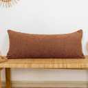 14x36 inch Boucle Lumbar Pillow Cover, Rust Woven Texture Neutral Long Pillow Cover Breathable Cushion Case for Couch Sofa Bed Living Room Home Decor (Cover Only)