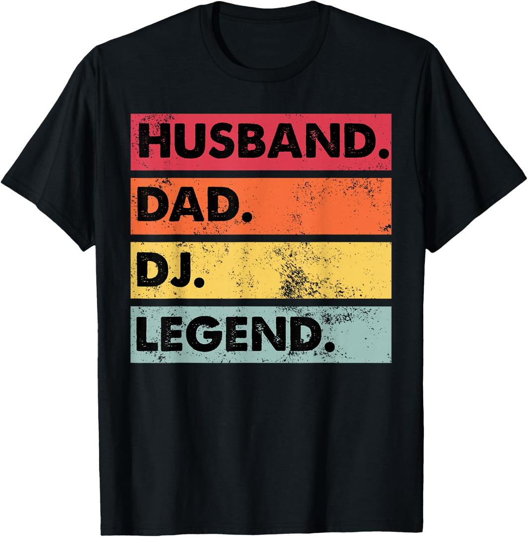 Husband Dad DJ Legend Funny DJ Disc Jockey Music Player T-Shirt Small (Black)
