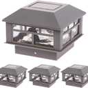 GreenLighting Modern Solar Post Cap Lights Fits 4x4 Wood, 4x4 & 5x5 PCV/Vinyl Outdoor Solar Powered Light, Fence Post, Landscaping, Deck, Garden- Bright LED, Waterproof Gray 4 Pack