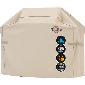 Grill Cover by Grillman, Tan, 58 Inch, BBQ Outdoor Grill Covers, Charcoal & Gas Grills, Waterproof, Rip-Proof, Weather-Resistant, Anti-UV, Barbecue Cover for Weber, Genesis, Charbroil, Nexgrill, etc